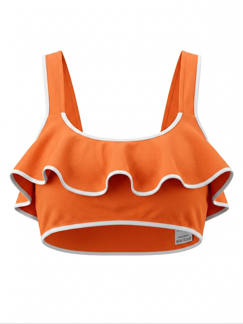 Freshwater Ruffle-Trim Orange Bikini Top